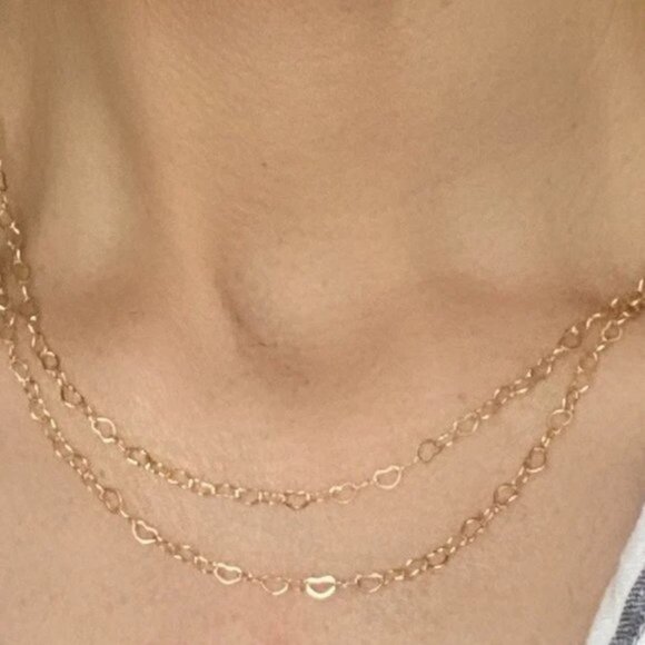 Necklace Heart Chain Adorable Dainty Gold Chain Necklace Heart Links Heart Chain - Picture 10 of 10